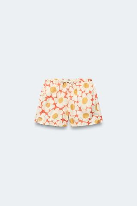 ZARA ПЛАВКИ С ЦВЕТОЧНЫМ ПРИНТОМ - LIMITED EDITION, ОРАНЖЕВЫЙ