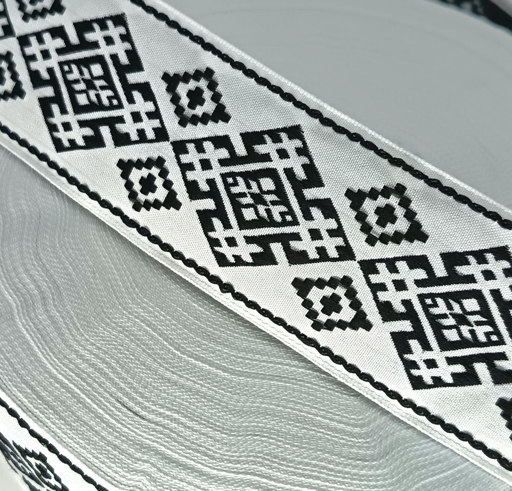 Тесьма жаккард, ш. 5 см, белый