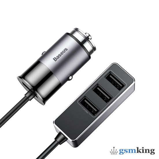 Baseus Enjoy Together Four Interfaces Output Patulous Car Charger 5.5A Dark Gray CCTON-0G