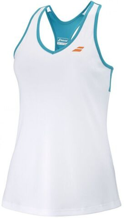 Футболка для девочки теннисная Babolat Play Tank Top Girl - white/caneel bay