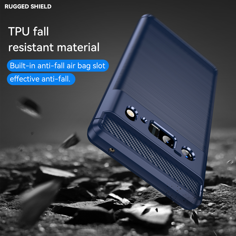 Мягкий чехол синего цвета в стиле карбон для Google Pixel 6 Pro, серии Carbon от Caseport