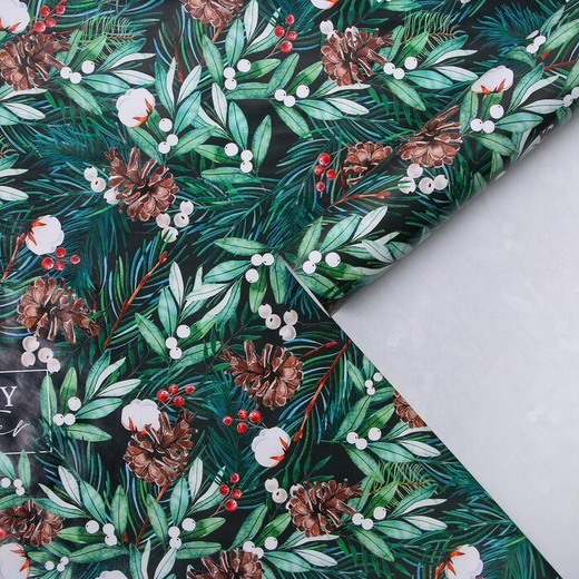 Бумага упаковочная глянцевая «Зимний хлопок», 70 х 100 см