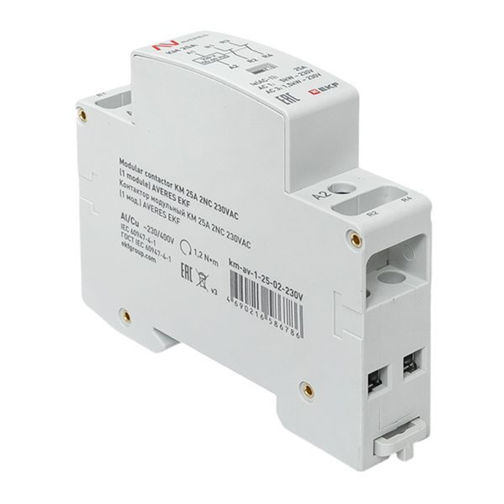 Контактор модульный EKF km-av-1-25-02-230V
