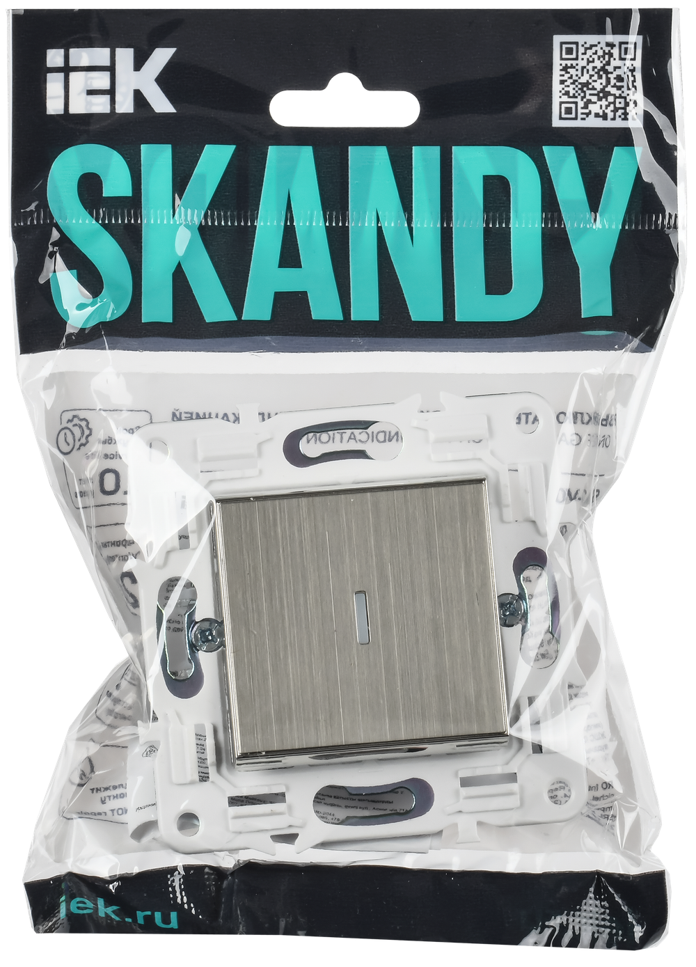 SKANDY Выключатель 1-клавишный с индикацией 10А SK-V07N металл никель IEK