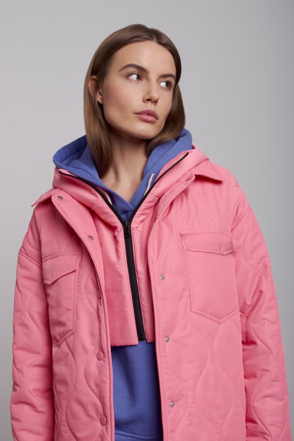 Куртка-рубашка стёганая AW015 розовато-лиловая - фото 8