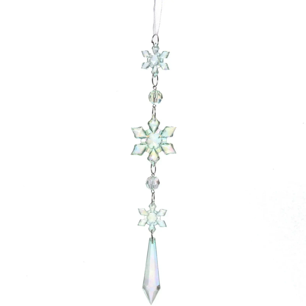 Подвеска «Хрустальная снежинка» 4,5*22 см, Зелёный