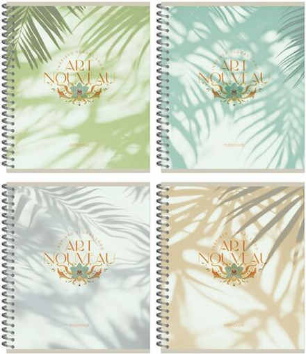 Тетрадь А5 96л кл. гребень Полином "Арт-деко тени" софт-тач, 4 дизайна, БЕЗ ПОЛЕЙ