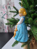 Девочка с мишкой ёлочная игрушка из фарфора