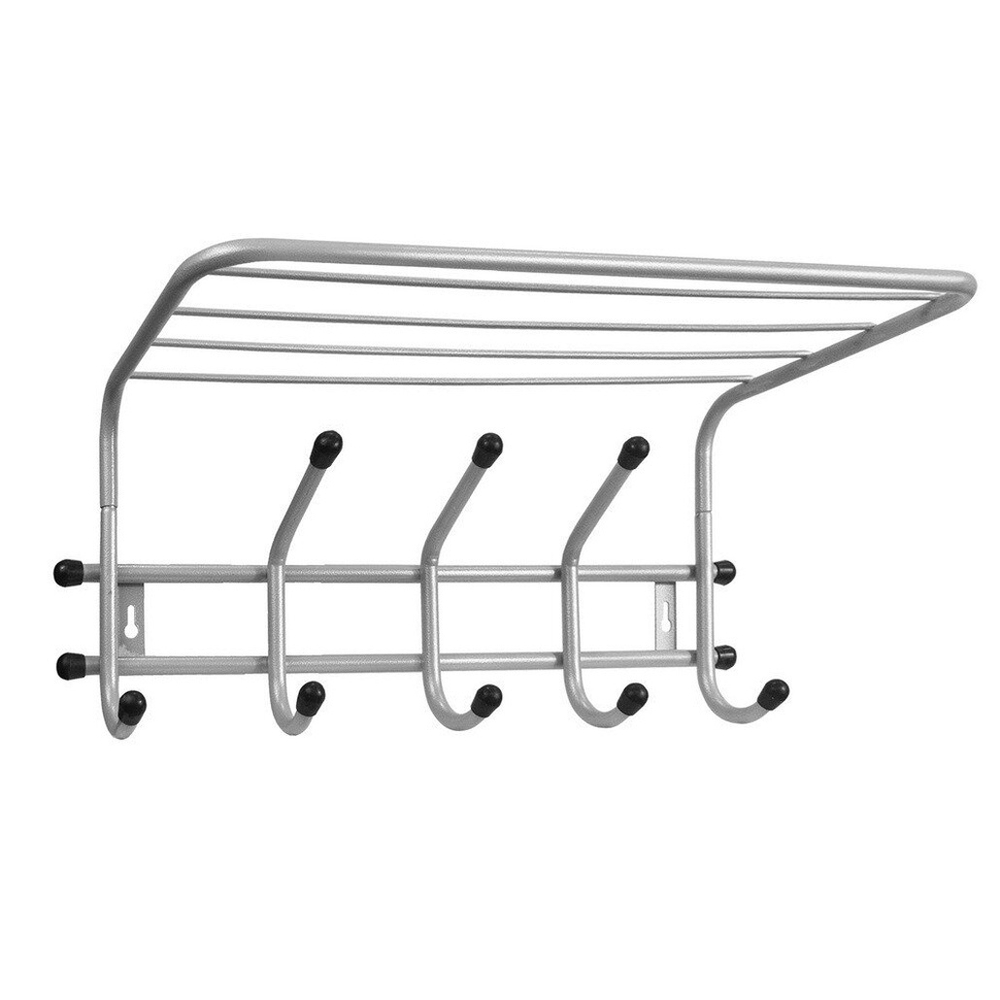 Вешалка настенная с полкой "Комфорт 5" 5 крючков, 460*220*200мм, цвет серый металлик