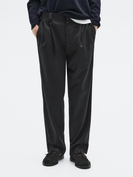 Massimo Dutti Фланелевые брюки из шерсти, черный