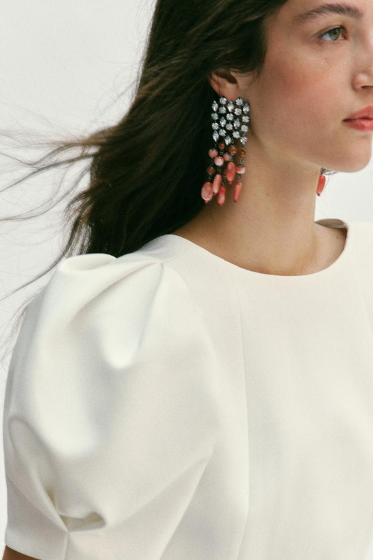 ZARA КАСКАДНЫЕ СЕРЬГИ СО СТРАЗАМИ И КАМНЯМИ, РОЗОВЫЙ