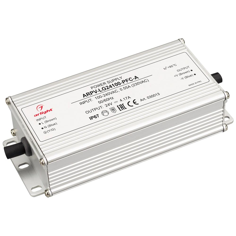 Блок питания ARPV-LG24100-PFC-A (24V, 4.17A, 100W) (Arlight, IP67 Металл, 5 лет) 030013