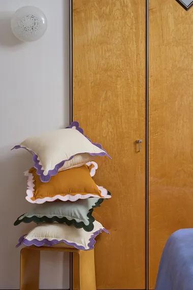 Чехол на подушку с контрастным кантом розового цвета из коллекции trendy ruffles, 40х40 см