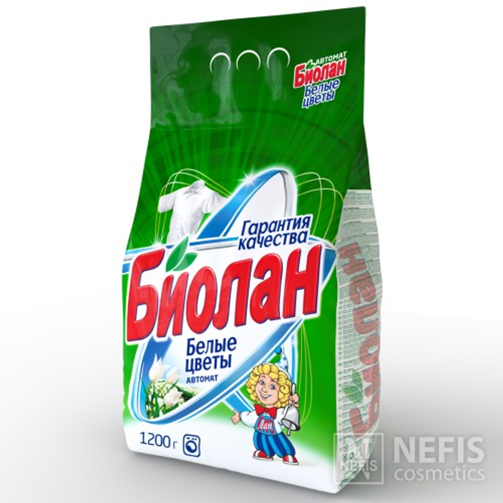 Стир. порошок Биолан 1200г Авт. Белые цветы м/у
