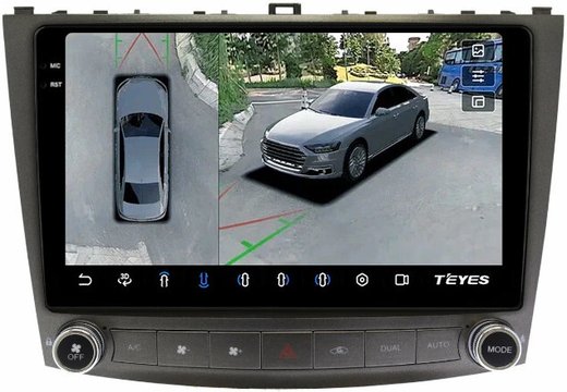 Магнитола для Lexus IS250 XE20 2005-2013 (ШГУ монохром) - Teyes CC3-2K-360 монитор 10.36" 2K QLED на Android 10, 6+128Гб, CarPlay, 4G SIM-слот, 4 камеры в комплекте
