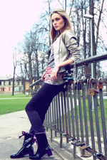 Сапоги BoomBoots  Black&Violet Short (с утеплителем)