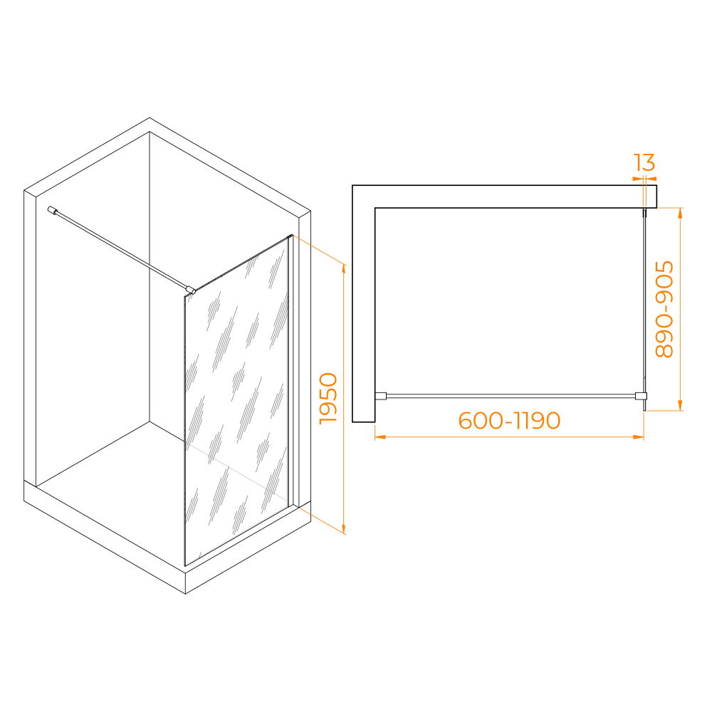 Душевая перегородка RGW WA-010 (Прозрачное, 900)