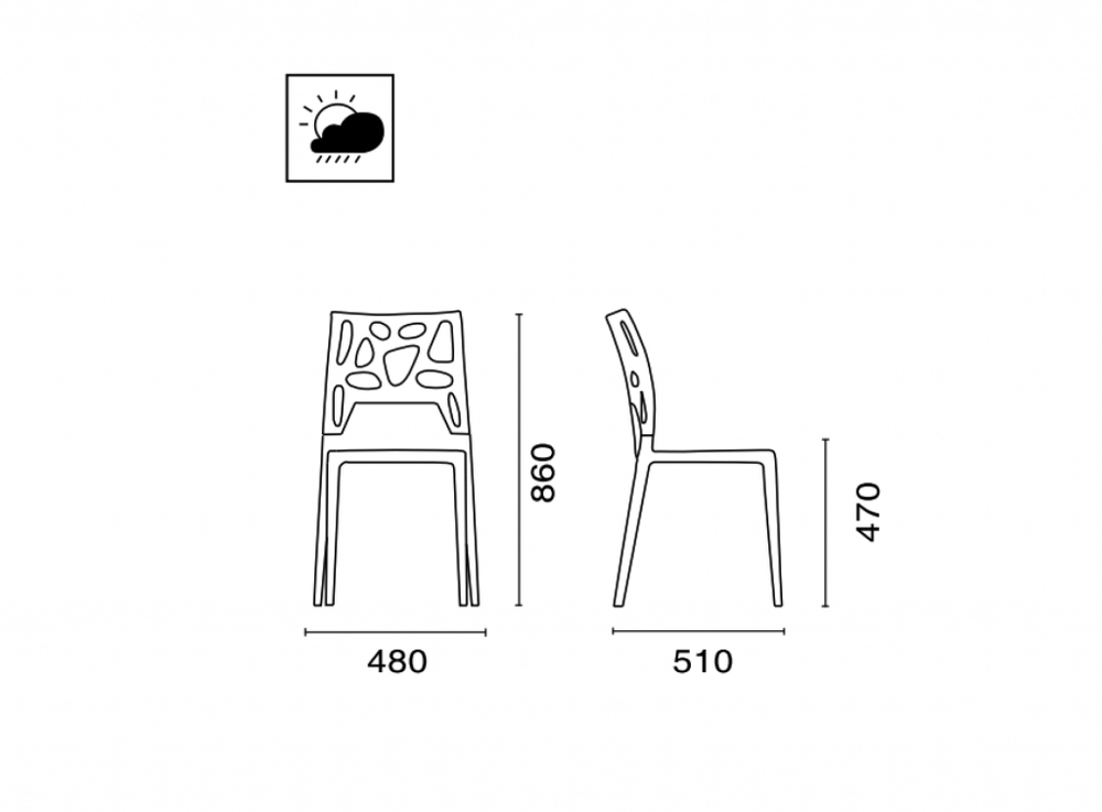 Стул пластиковый Papatya Ego-Rock, белый, синий