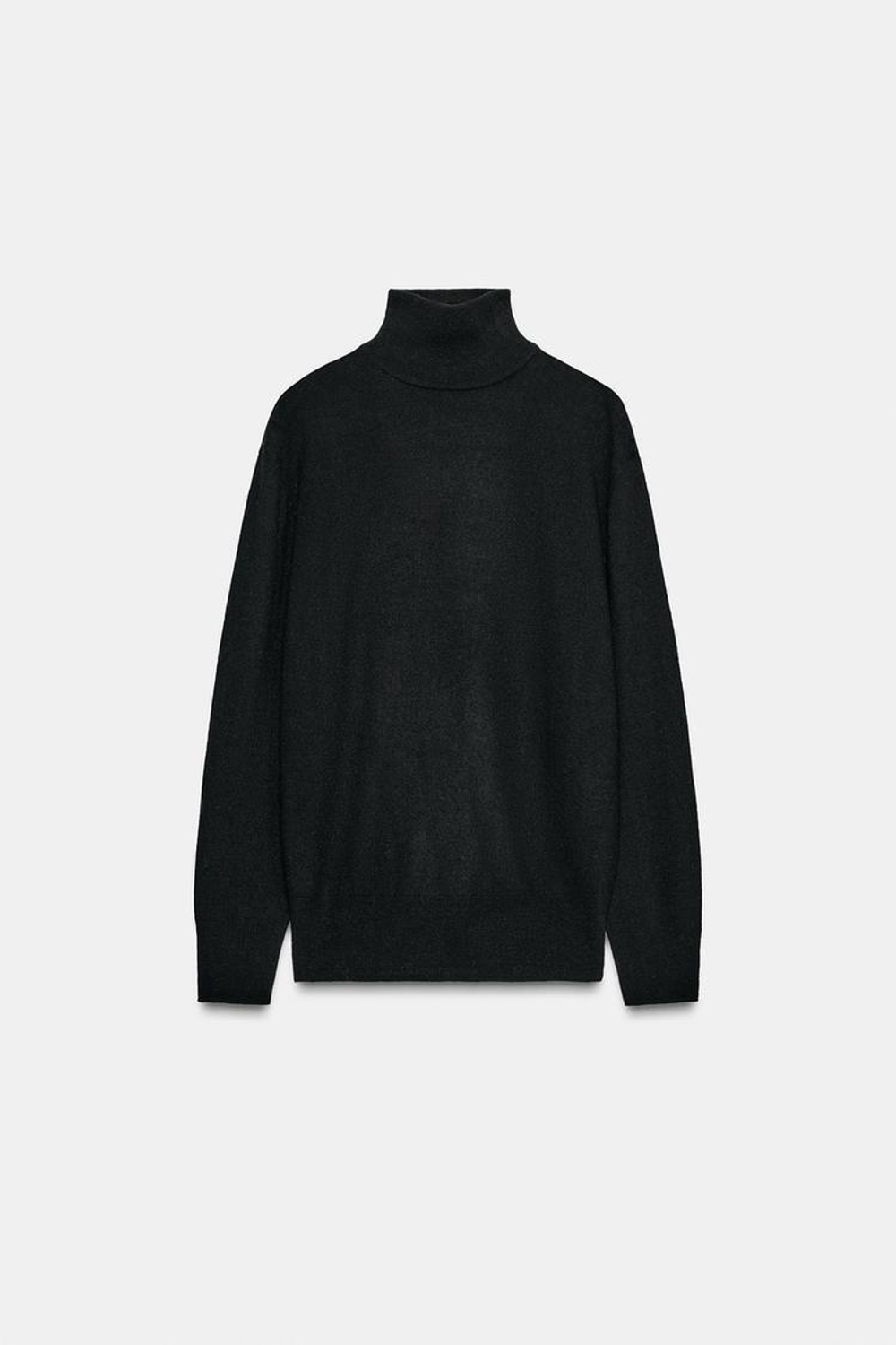 ZARA СВИТЕР ИЗ 100% ЭКСТРАМЯГКОЙ ШЕРСТИ, ЧЕРНЫЙ