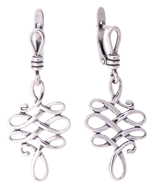 "Оскорио" серьги в серебряном покрытии из коллекции "Витраж" от Jenavi с английским замком