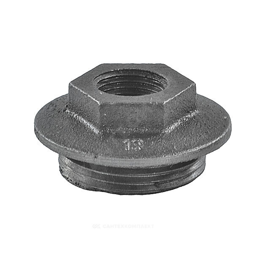 Заглушка (пробка) проходная 1 1/4"x1/2" левая резьба для чугунных радиаторов CRMTCLB