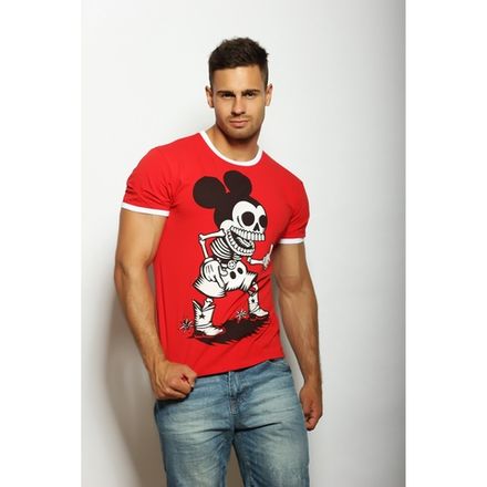 Мужская футболка красная с принтом Scandaloso Микки Маус 040237m-EP