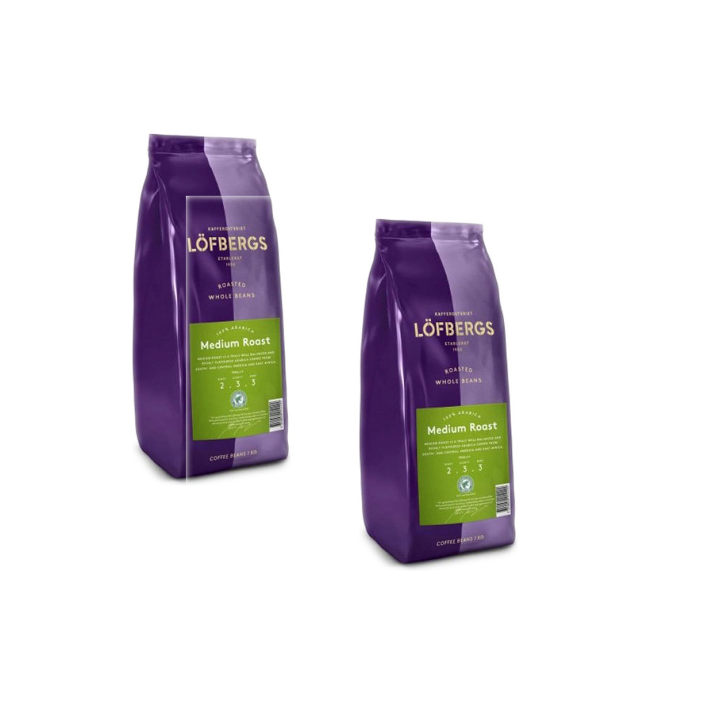 Кофе в зернах Lofbergs Medium Roast, 1 кг (Лофбергс) х 2 шт