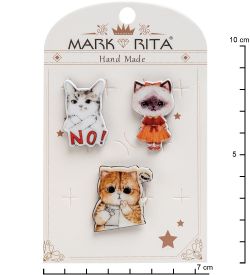 MR-107 Н-р брошей с цанговым зажимом бабочка «Котики - наше все» Mark Rita
