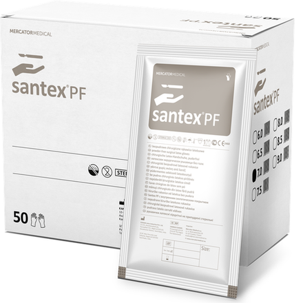 Перчатки Santex PF хирургические, размер 6,5, латексные, неопудренные, текстурированные, стерильные (50 пар упаковка)