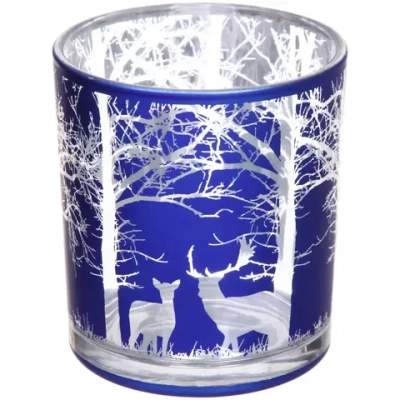Подсвечник «Зимний лес» 7*7,8 см, Синий