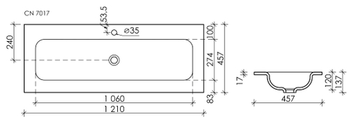Раковина Ceramica Nova Element 120 см CN7017 белый