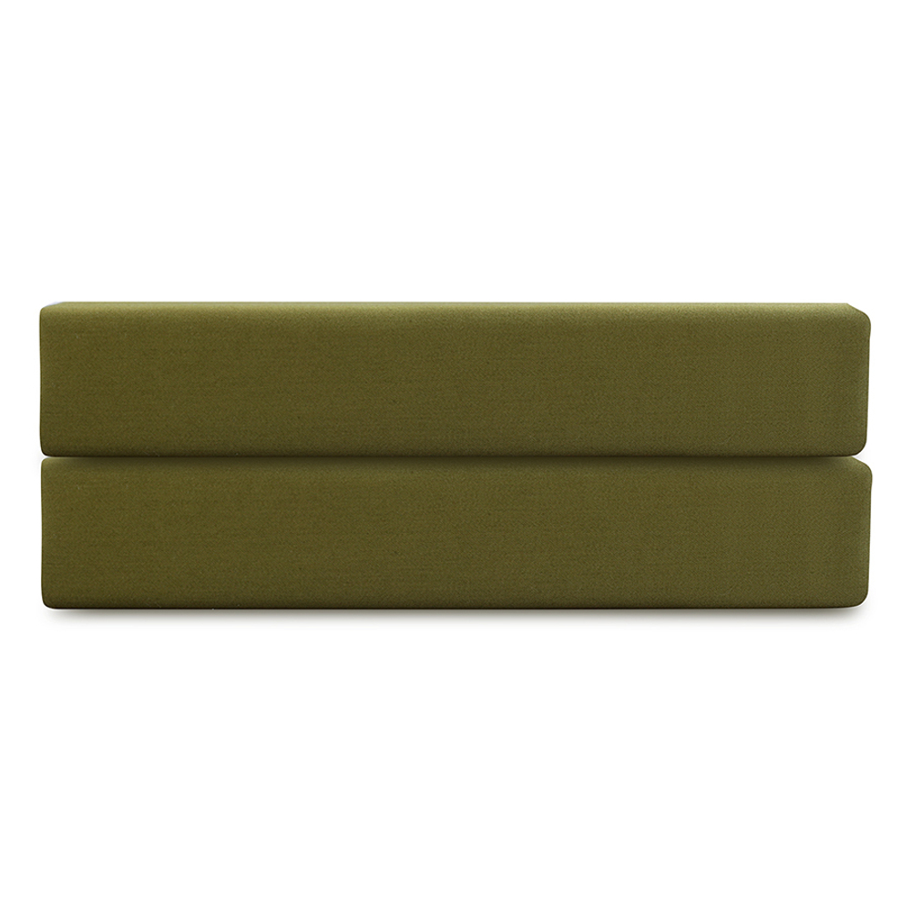 Простыня на резинке из премиального сатина оливкового цвета из коллекции essential, 200х200х30 см