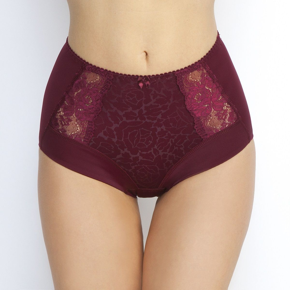 Трусики-макси с кружевными вставками (Размер: 46) (Цвет: бордовый)