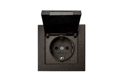 Розетка с Заземлением и Крышкой IP44 Антрацит LIREGUS EPSILON