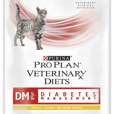 Pro Plan VET DM (курица) 85 г - диета консервы (пауч) для кошек при диабете, Diabetes Management ST/OX