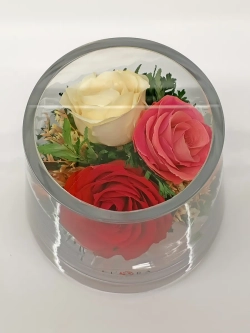 натуральные розы в стекле, вакуум