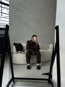 Свитшот вельвет-альпака на пуговицах (шоколад)