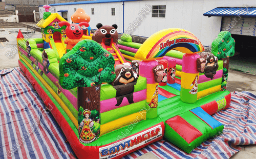 Коммерческий надувной батут "Маша и Миша" 10*6*3 м