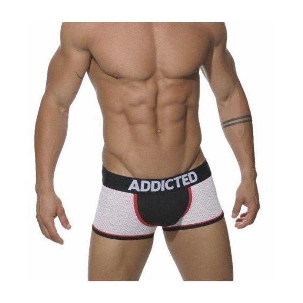 Мужские трусы боксеры белые в сетку с черной вставкой Seobean Addicted