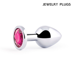 Silver plug medium (втулка анальная), l 82 мм, d 34 мм, вес 90г, цвет кристалла рубиновый, арт. sm-1