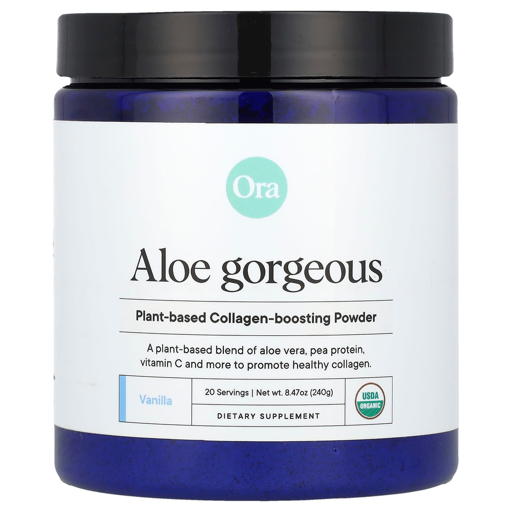 Ora, Aloe Gorgeous, порошок для повышения уровня коллагена на растительной основе, ваниль, 240 г (8,47 унции)