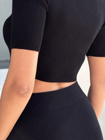 Кроп-топ PETRA с коротким рукавом, чёрный