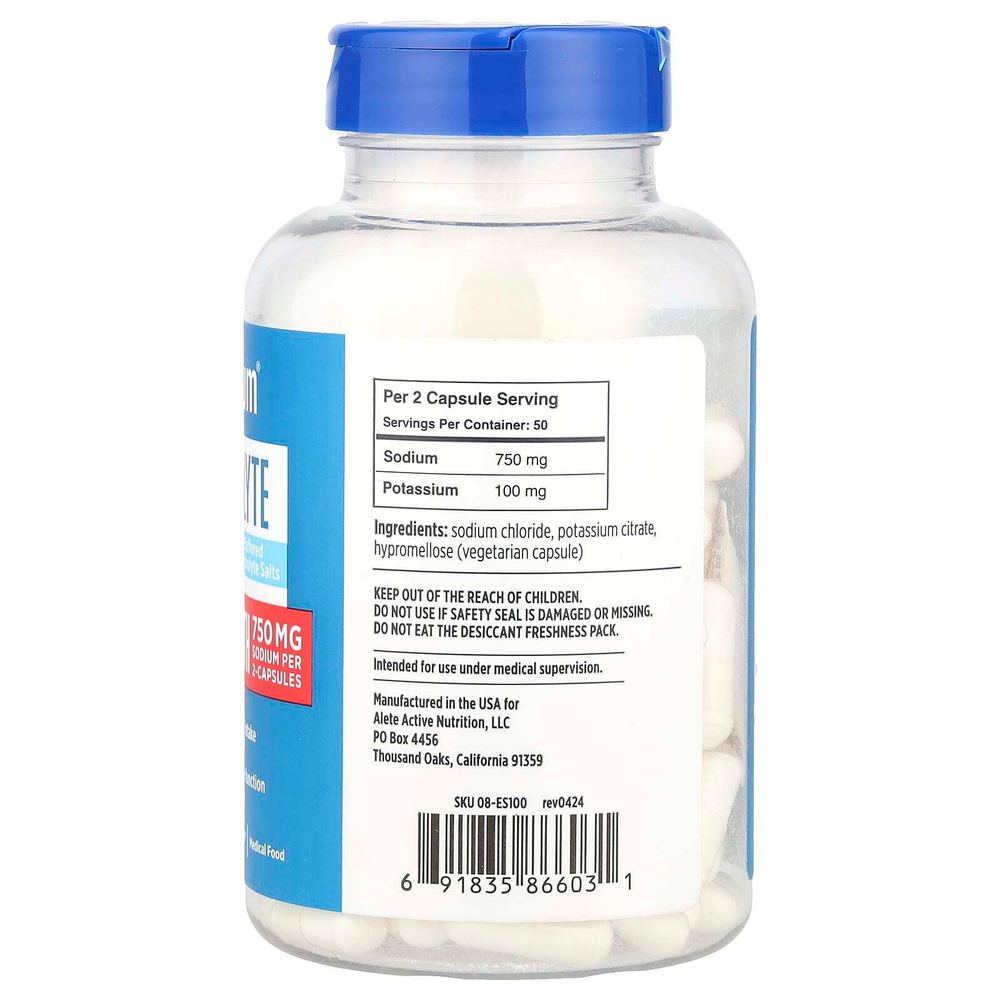 Vitassium, капсулы с электролитом, размер «00», 100 веганских капсул