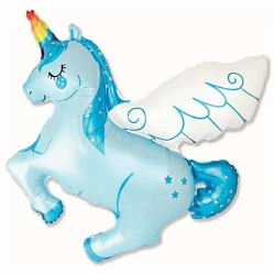 Шар (44""/112 см) Фигура, Волшебный единорог, Голубой, 1 шт. В025