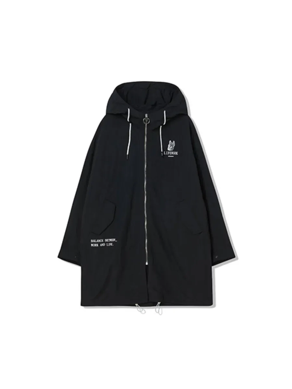 Удлиненная ветровка с капюшоном