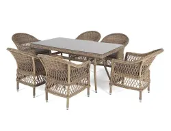 "Амароне" обеденная группа из искусственного ротанга на 6 персон, цвет соломенный