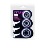 Набор из 3 ребристых эреционных колец Titan (Цвет: черный)