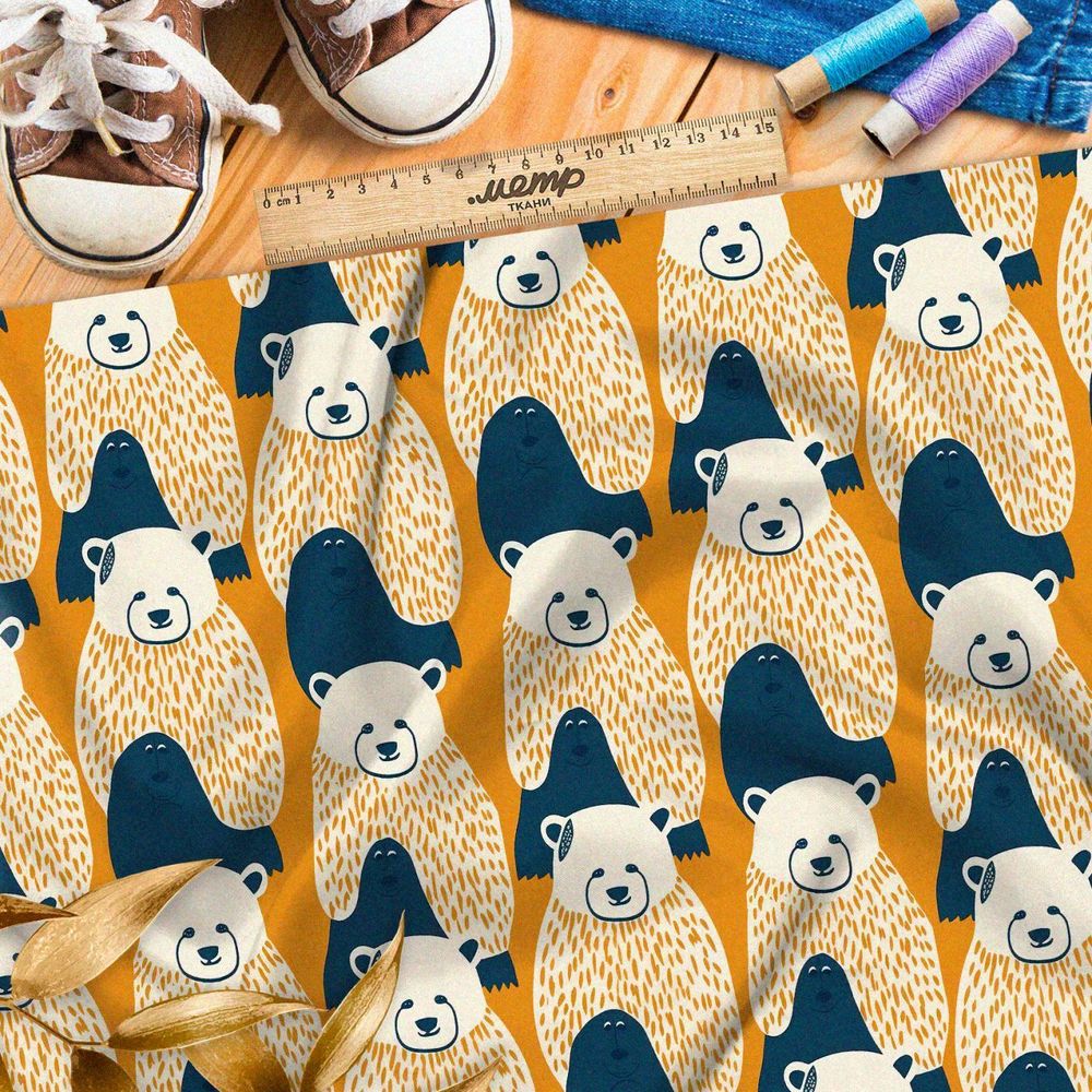 Ткань премиум мембрана собрание лесных медведей