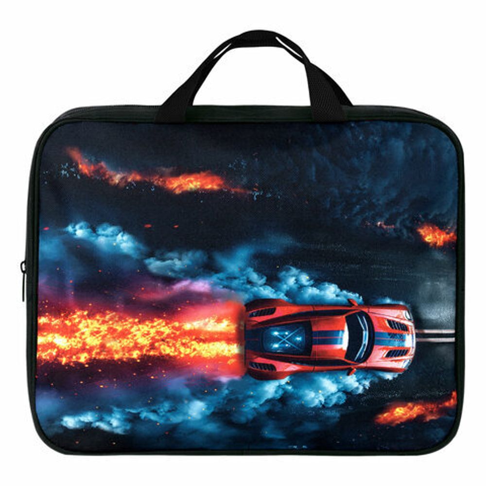 Папка на молнии с ручками BRAUBERG А4, 1 отделение, полиэстер, 80 мм, "Foggy car", 273305