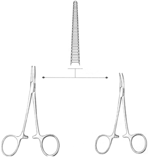 ВР- З-119 # Зажим кровоостанавливающий 1х2 зубый зубчатый изогнутый 1, 160 мм